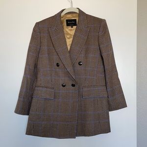 Massimo Dutti Brown Plaid Blazer